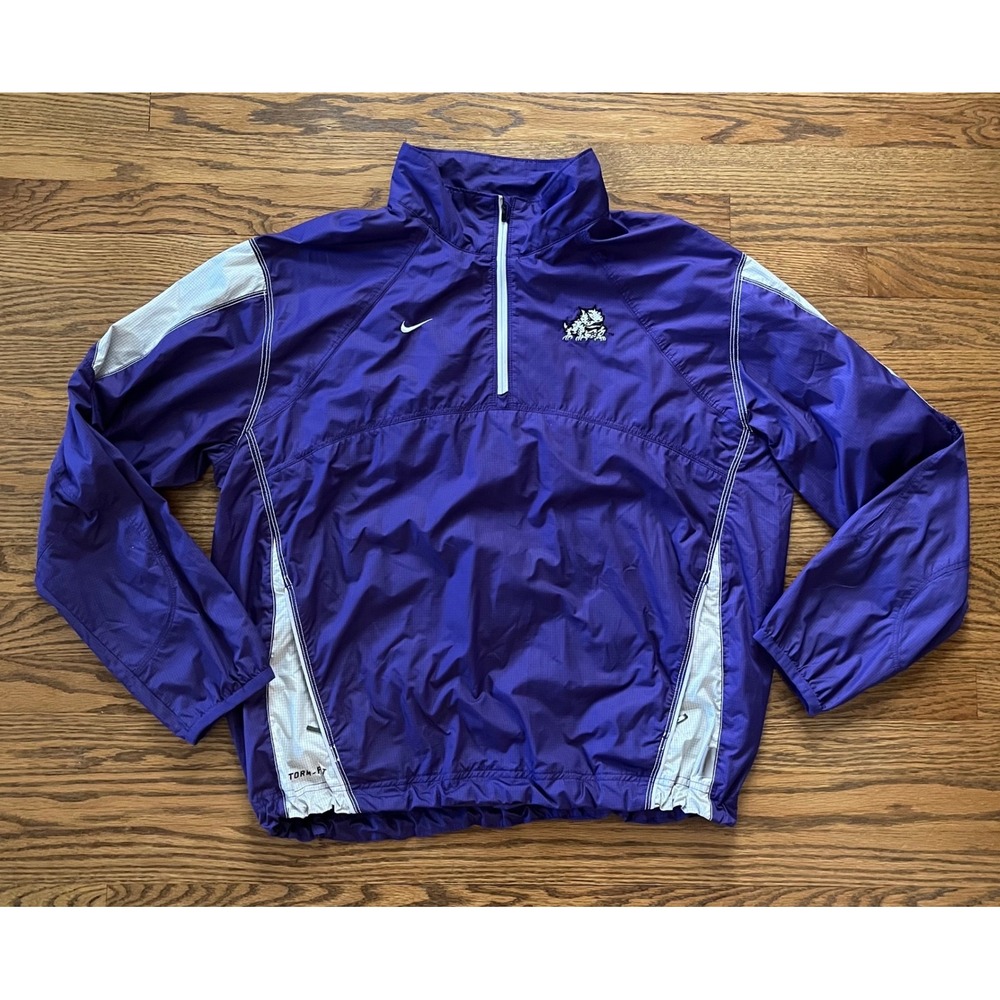 Nike Storm-FIT TCU Horned Frogs 1/4 Zip Windbreaker Jacket Mens Large 2010